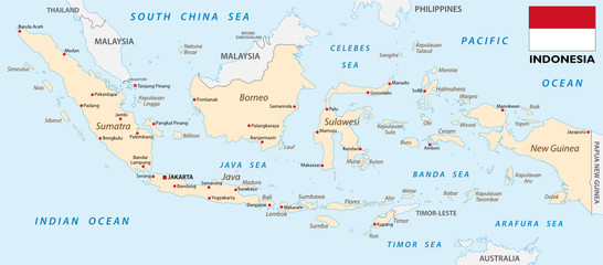 indonesia map with flag