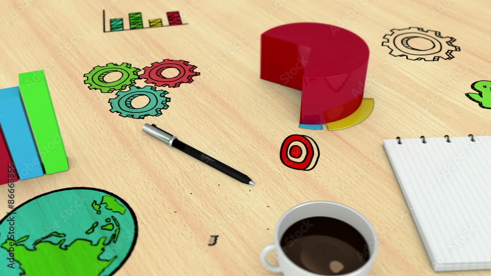 Poster Digital animation of graph and notebook