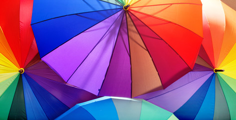 Picture of a bunch of colorful umbrellas
