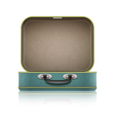 Open old retro vintage suitcase for travel. Eps10 vector