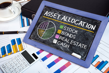 asset allocation concept graph on blackboard