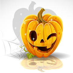 Halloween cut out pumpkin winking Jack