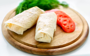 Basturma (shaurma) with vegetables