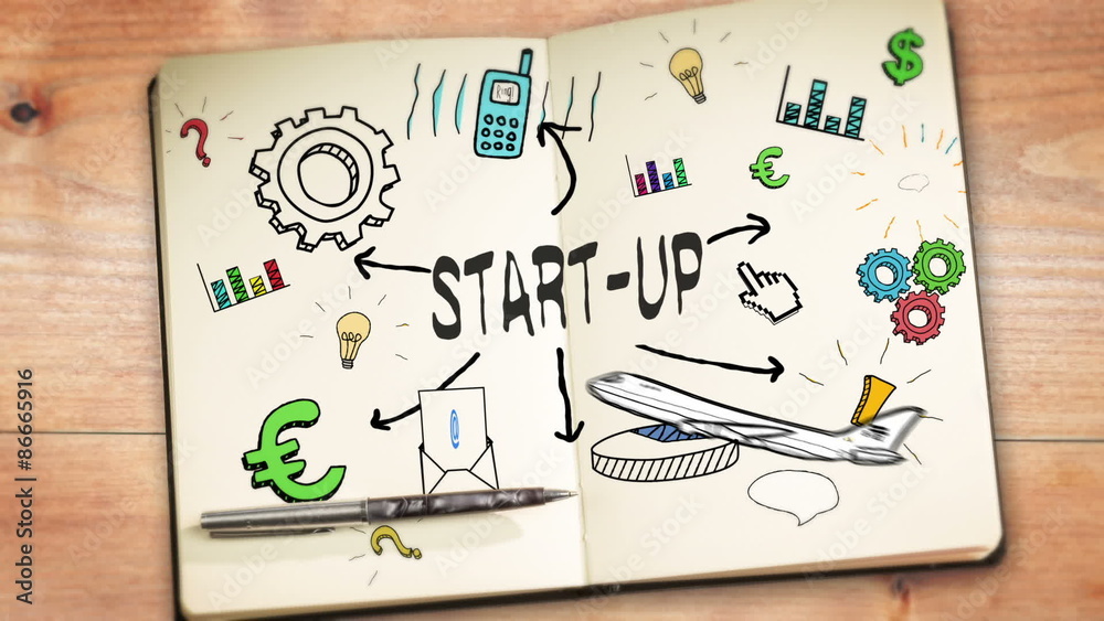 Poster digital animation of start up concept