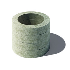 3d illustration of concrete pipe rings isolated on white background
