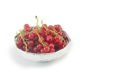 Fresh currant fruit in a shiny bowl isolated