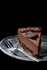 Pure dark chocolate cake, slice
