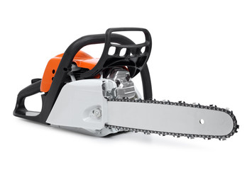 Modern chain saw isolated