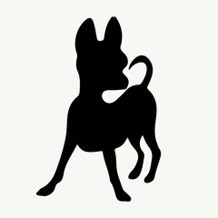 Dog silhouette on white background