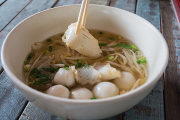Thai Noodle Soup with fish ball