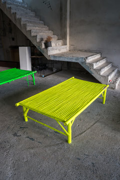 Green Bamboo seat with textured floor
