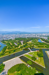 Fototapeta premium Goryokaku Park, where is a star fort built in 1855 in Hakodate, Hokkaido, Japan.