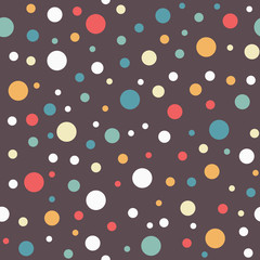 Vector seamless texture with polka dot. Endless brown background. Retro template.