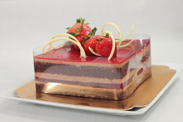 Delicious chocolate strawberry cake