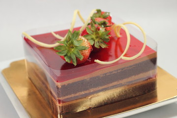 Delicious chocolate strawberry cake