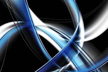 Blue White Modern Fractal Abstract Waves Background - obrazy, fototapety, plakaty