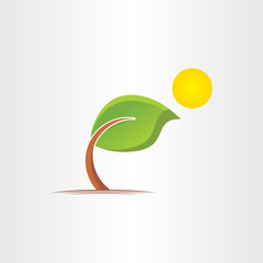 3d eco bended tree and sun icon