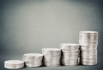 Coin, Silver, Stack.
