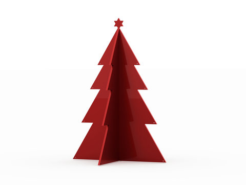 Red abstract christmas tree isolated