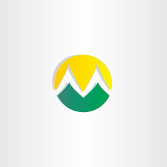 mountains and sun logo letter m icon