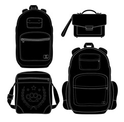 Set of 4 fashionable men bags. Black