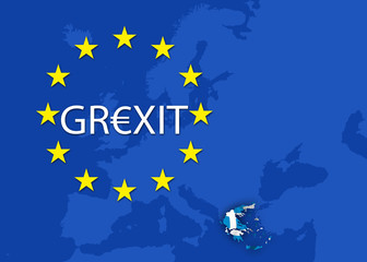 Puzzle und Landkarte mit Grexit und Brexit - obrazy, fototapety, plakaty