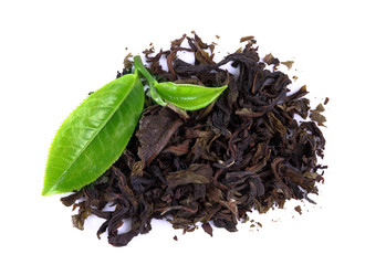tea leaf isolated on white background