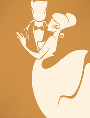 bride and groom, wedding card in elegant style