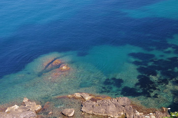 Blue mediterranean sea and rocks