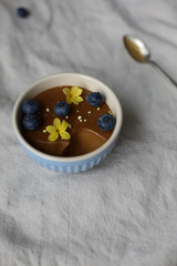 Liquorice Pannacotta with Berries and Crushed Meringues