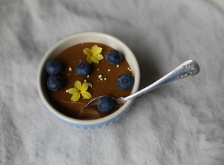 Liquorice Pannacotta with Berries and Crushed Meringues