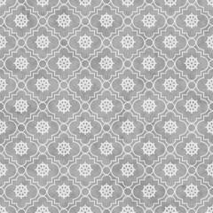 Gray and White Wheel of Dharma Symbol Tile Pattern Repeat Backgr