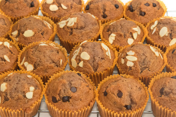 banana cup cake on the baking