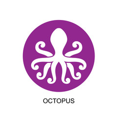 Silhouette of an octopus on  light background