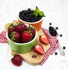 Bowls with fresh berries