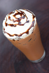 Iced cocoa and whipped cream.