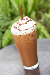 Iced cocoa and whipped cream.