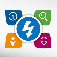 Lightning icon and icons set vector illustration