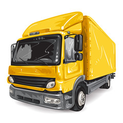 Yellow Truck on white background
