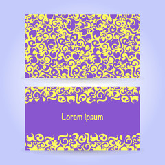Two cards with abstract ornament in yellow and violet colors