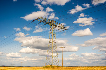 Strommast im Getreidefeld