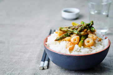 asparagus shrimp stir fry with rice