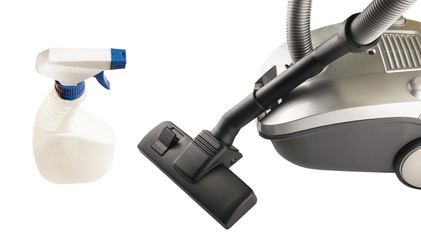 Hoover and spray for cleaning