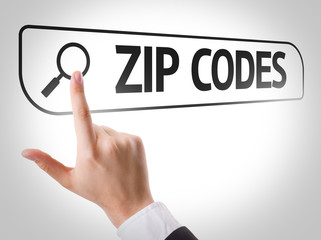 Zip Codes written in search bar on virtual screen