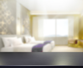 Table Top And Blur Background In Bedroom