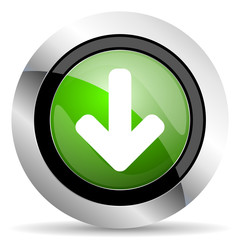download arrow icon, green button, arrow sign