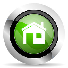 house icon, green button, home sign