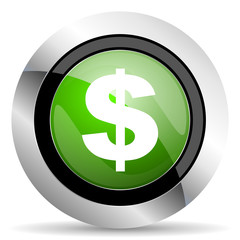 dollar icon, green button, us dollar sign