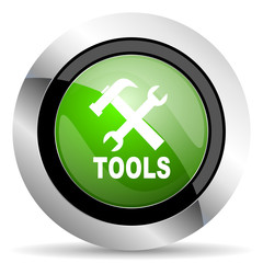 tools icon, green button