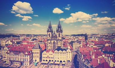 Vintage toned picture of Prague, Czech Republic.